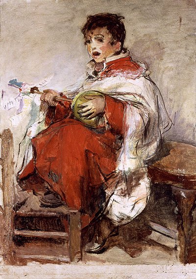 Altar Boy Playing the Zambomba by Ignacio Pinazo Camarlench